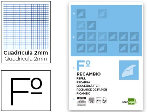 Recarga liderpapel folio 100 f 4tf-04 milimetrado 4 furos , Liderpapel , 10415 , 8423473104150